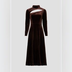 Rene Ruiz Chocolate Velvet cutout flowing whimsy formal Long Sleeve Dress 8